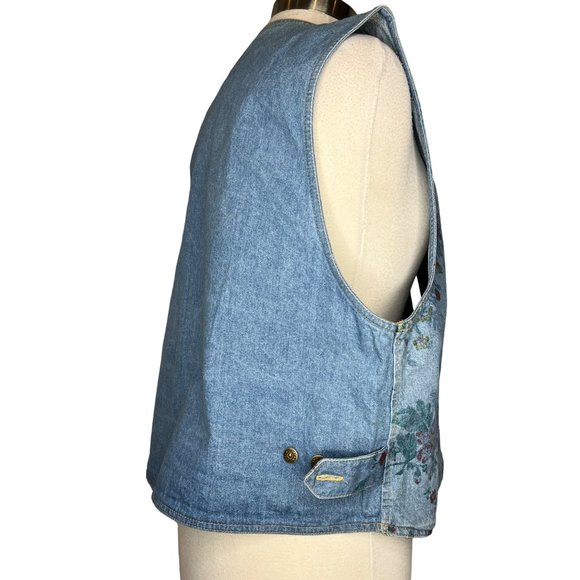 Dreams women’s large denim floral best front buttons, V neck Cotton - Picture 5 of 14